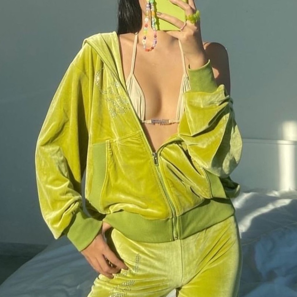 Green I.Am.Gia Daria Velour Track Jacket/Hoodie